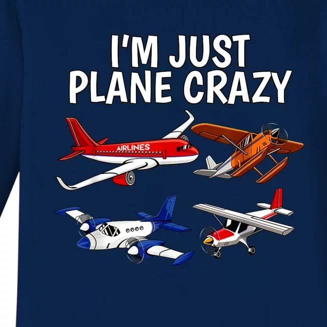 I'm Just Plane Crazy Aviation Gifts For Aircraft Pilots Baby Long Sleeve Bodysuit