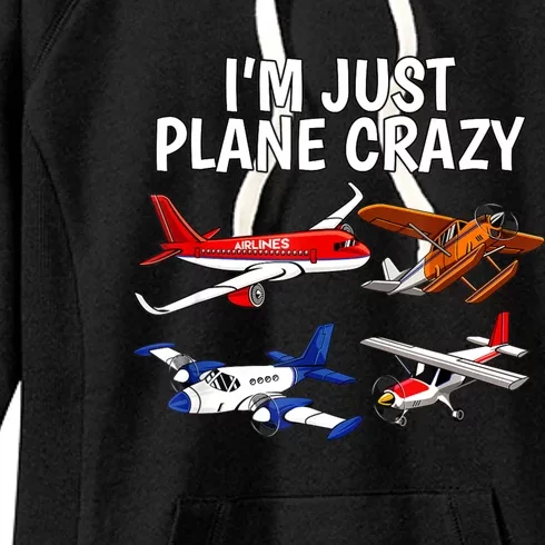 I'm Just Plane Crazy Aviation Gifts For Aircraft Pilots Women's Fleece Hoodie