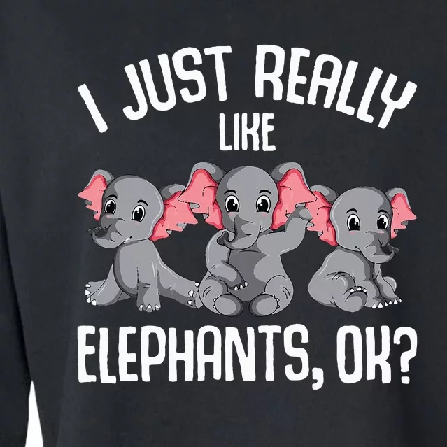 I Just Really Like Elephants Elephant Lover Cropped Pullover Crew