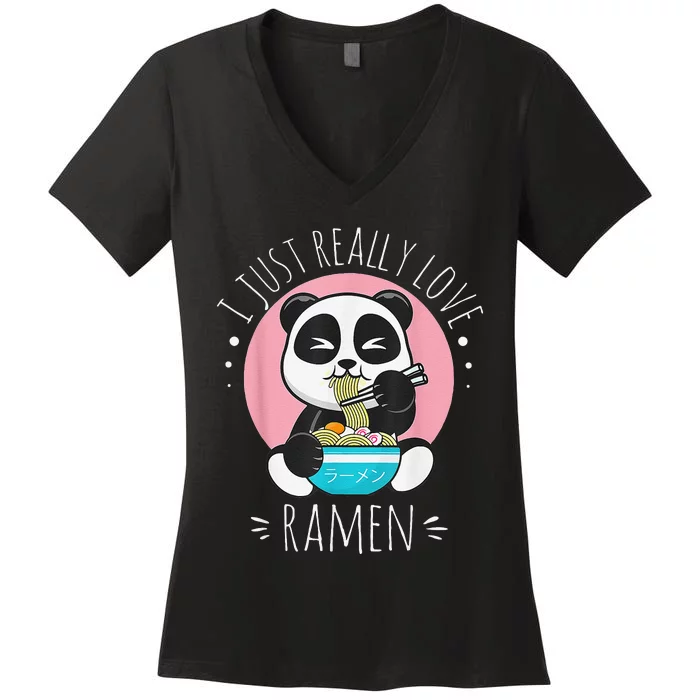 I Just Really Love Ra Kawaii Anime Panda Cute Manga Love Women's V-Neck T-Shirt