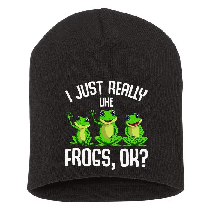 I Just Really Like Frogs Short Acrylic Beanie