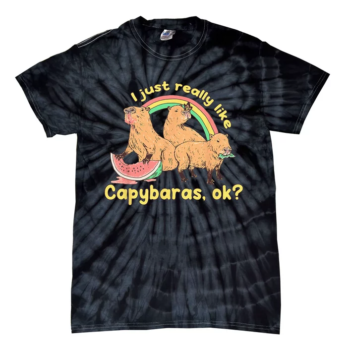 I Just Really Like Capybaras Ok Capybara Lover Funny Tie-Dye T-Shirt