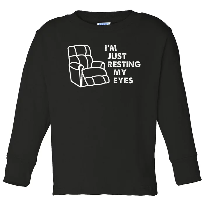 IM Just Resting My Eyes Funny Vintage Dad Grandpa Gifts Toddler Long Sleeve Shirt