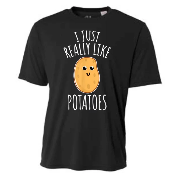 I Just Really Like Potatoes Funy Gift Cute Potato Cooling Performance Crew T-Shirt