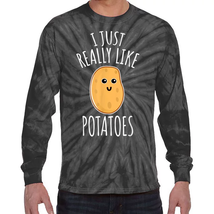 I Just Really Like Potatoes Funy Gift Cute Potato Tie-Dye Long Sleeve Shirt