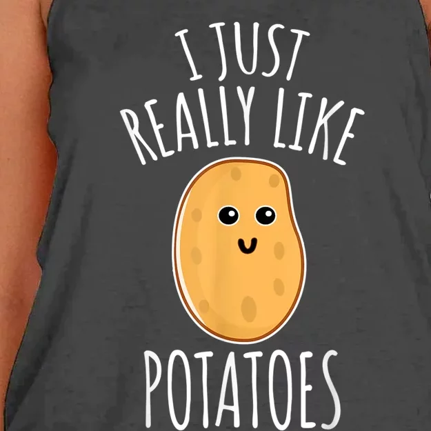 I Just Really Like Potatoes Funy Gift Cute Potato Women's Knotted Racerback Tank