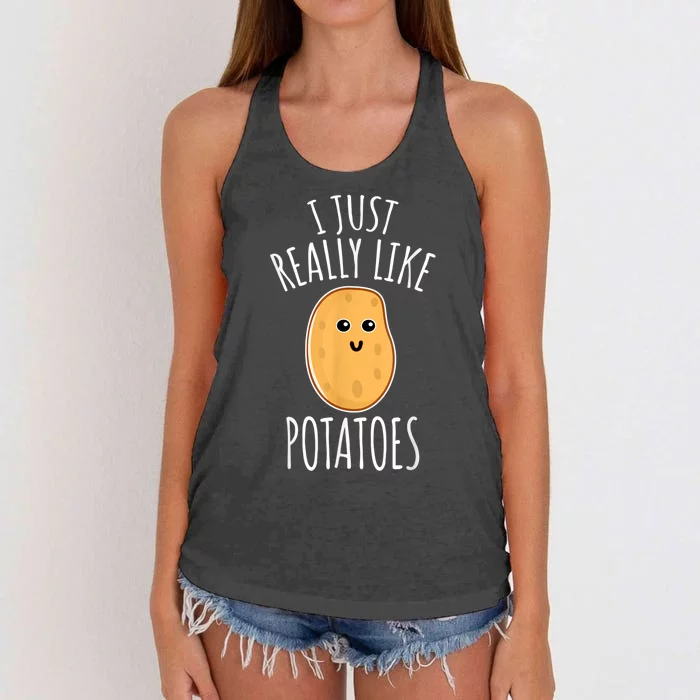 I Just Really Like Potatoes Funy Gift Cute Potato Women's Knotted Racerback Tank