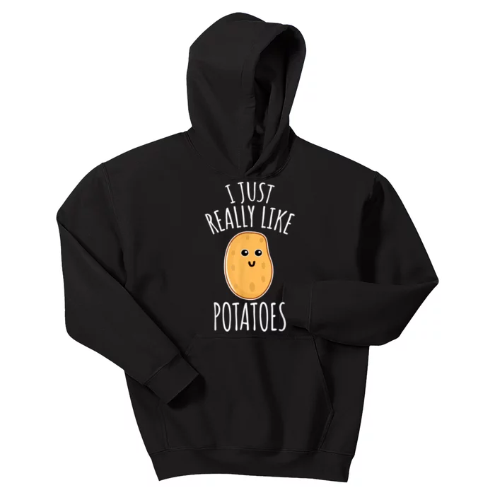 I Just Really Like Potatoes Funy Gift Cute Potato Kids Hoodie