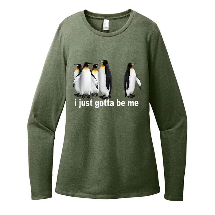 I Just Really Gotta Be Me Penguin Womens CVC Long Sleeve Shirt