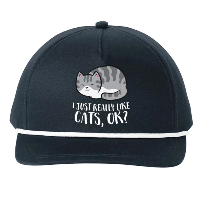 I Just Really Like Cats Gift Snapback Five-Panel Rope Hat