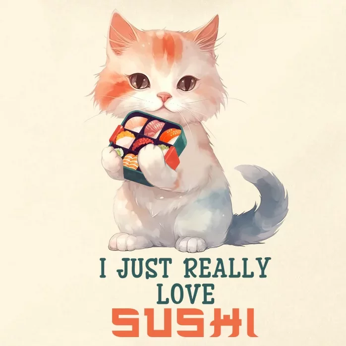 I Just Really Love Sushi Cute Japanese Cat Zip Tote Bag