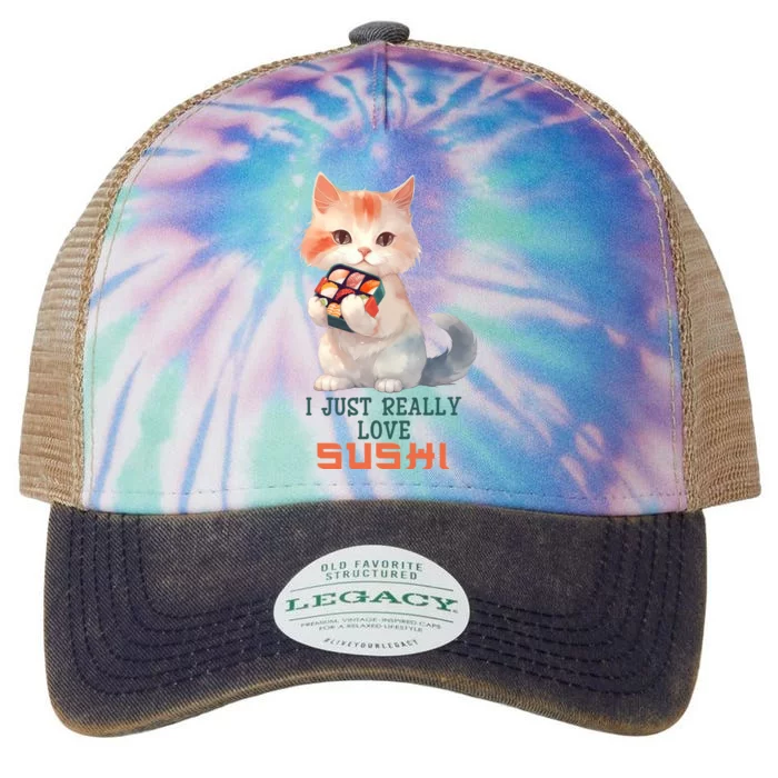 I Just Really Love Sushi Cute Japanese Cat Legacy Tie Dye Trucker Hat