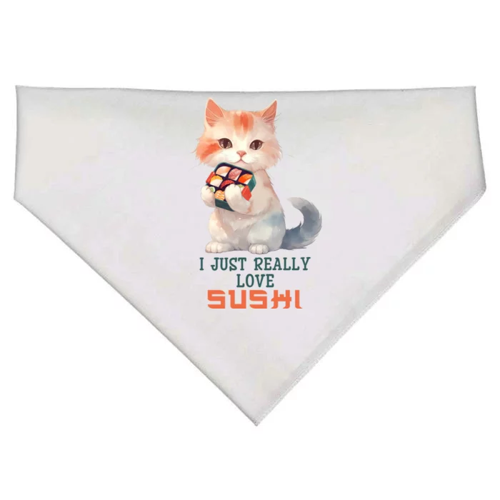 I Just Really Love Sushi Cute Japanese Cat USA-Made Doggie Bandana