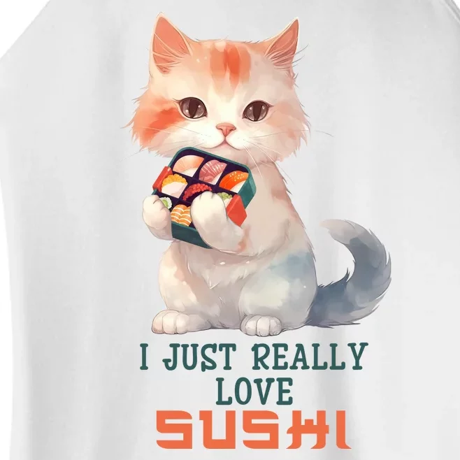 I Just Really Love Sushi Cute Japanese Cat Women’s Perfect Tri Rocker Tank