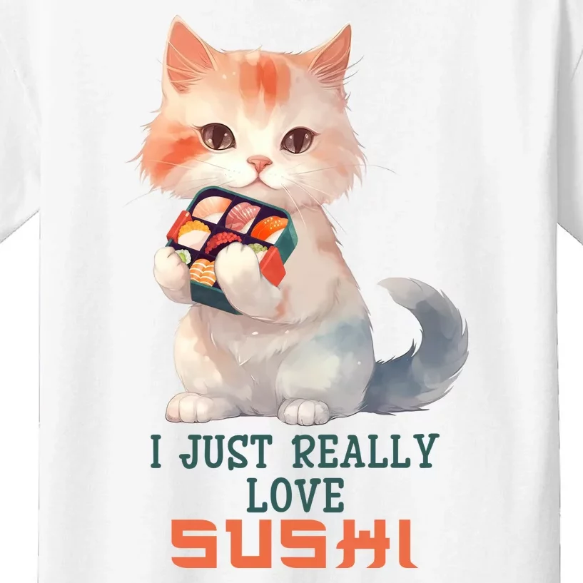 I Just Really Love Sushi Cute Japanese Cat Kids T-Shirt