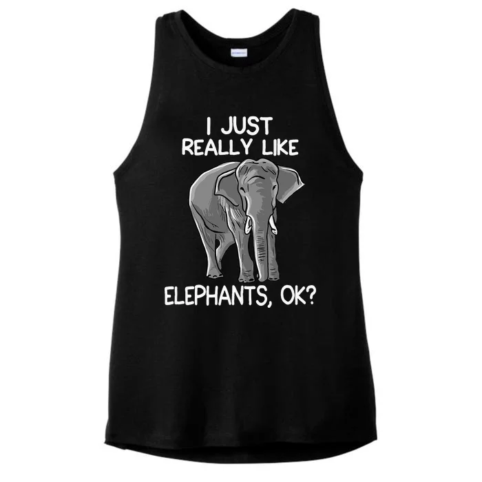 I Just Really Like Elephants Funny Elephant Lover Quote Ladies Tri-Blend Wicking Tank