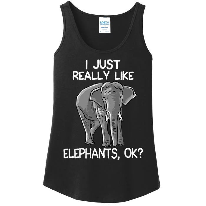 I Just Really Like Elephants Funny Elephant Lover Quote Ladies Essential Tank