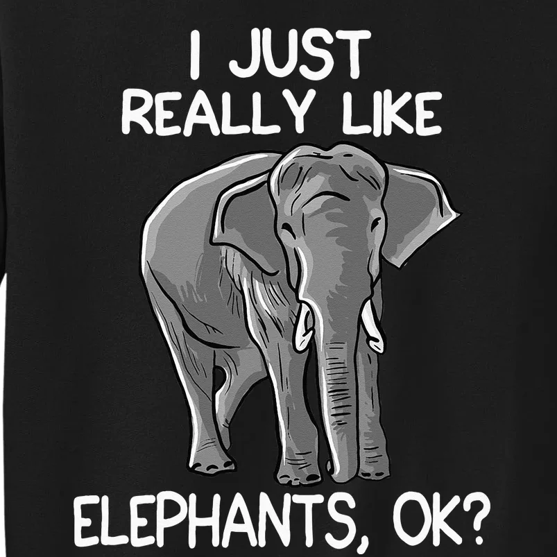 I Just Really Like Elephants Funny Elephant Lover Quote Tall Sweatshirt