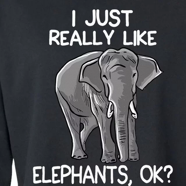 I Just Really Like Elephants Funny Elephant Lover Quote Cropped Pullover Crew