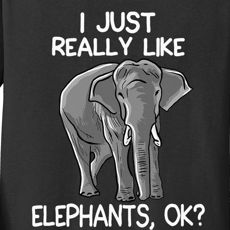 I Just Really Like Elephants Funny Elephant Lover Quote Kids Long Sleeve Shirt