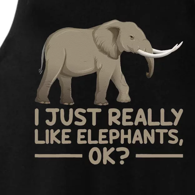 I Just Really Like Elephants Ok Funny Elephant Ladies Tri-Blend Wicking Tank