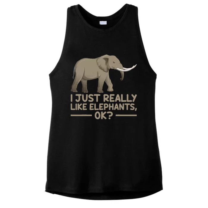 I Just Really Like Elephants Ok Funny Elephant Ladies Tri-Blend Wicking Tank