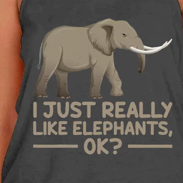 I Just Really Like Elephants Ok Funny Elephant Women's Knotted Racerback Tank