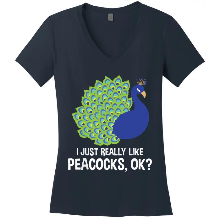 I Just Really Like Peacocks Ok Cute Peacock Costume Women's V-Neck T-Shirt