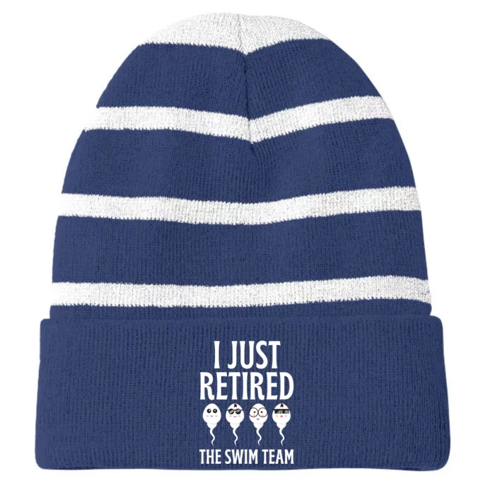 I Just Retired The Swim Team Striped Beanie with Solid Band