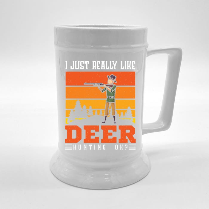 I Just Really Like Deer Hunting Deer Hunter Cute Gift Front & Back Beer Stein