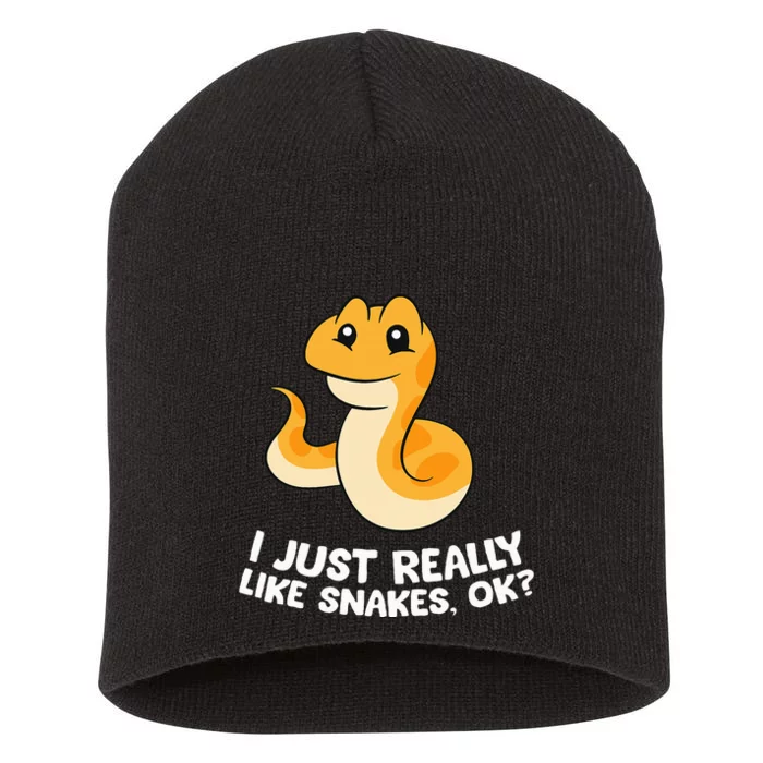 I Just Really Like Snakes Love Snakes Short Acrylic Beanie