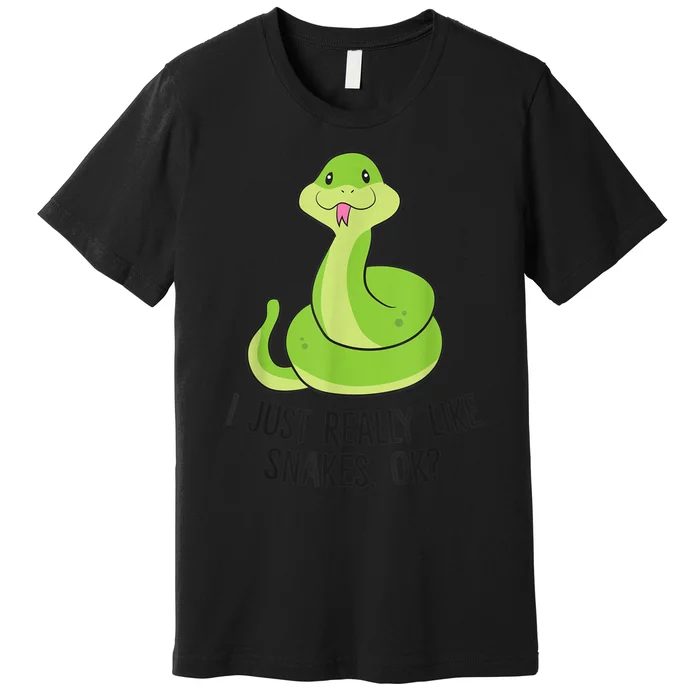 I Just Really Like Snakes Ok Cute Snake Reptile Lover Premium T-Shirt