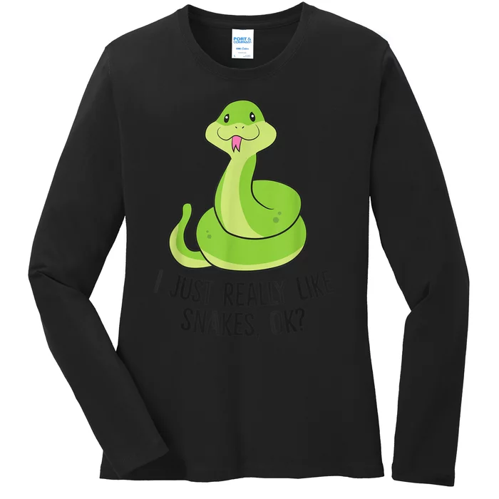 I Just Really Like Snakes Ok Cute Snake Reptile Lover Ladies Long Sleeve Shirt