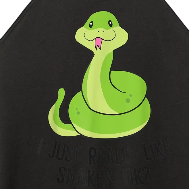 I Just Really Like Snakes Ok Cute Snake Reptile Lover Women’s Perfect Tri Rocker Tank