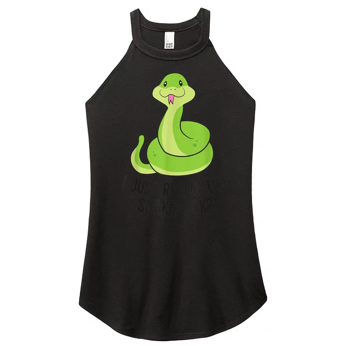 I Just Really Like Snakes Ok Cute Snake Reptile Lover Women’s Perfect Tri Rocker Tank