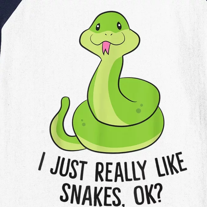 I Just Really Like Snakes Ok Cute Snake Reptile Lover Baseball Sleeve Shirt