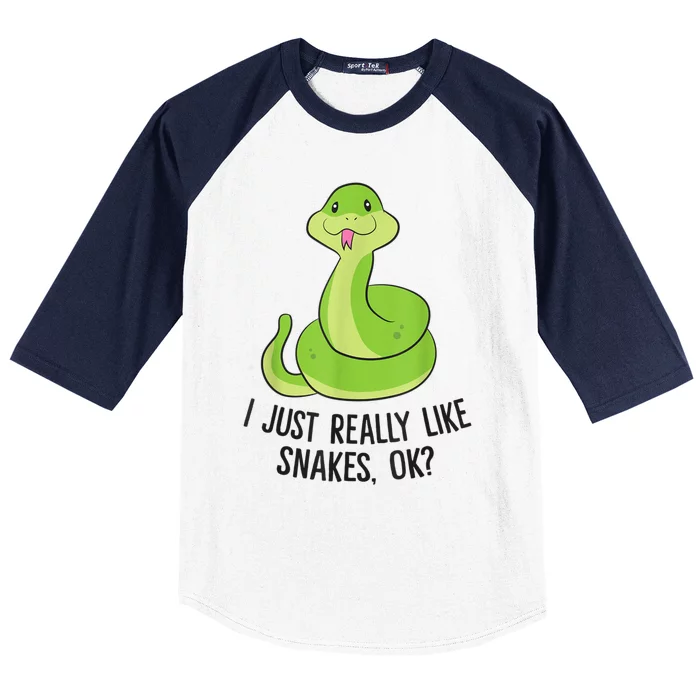 I Just Really Like Snakes Ok Cute Snake Reptile Lover Baseball Sleeve Shirt