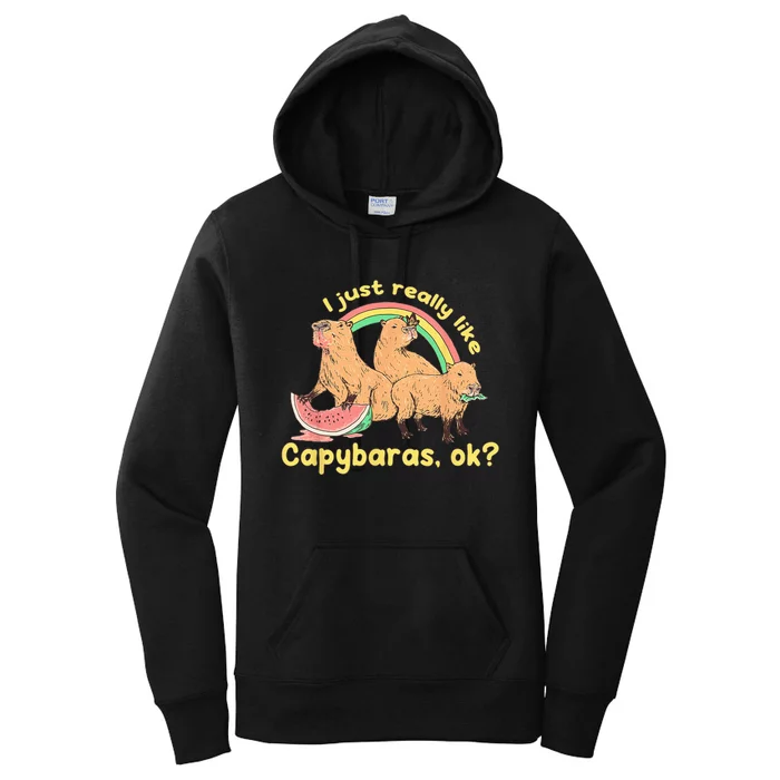 I Just Really Like Capybaras Ok Capybara Lover Funny Women's Pullover Hoodie