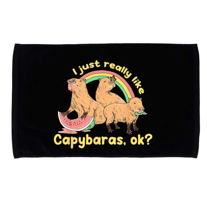 I Just Really Like Capybaras Ok Capybara Lover Funny Microfiber Hand Towel