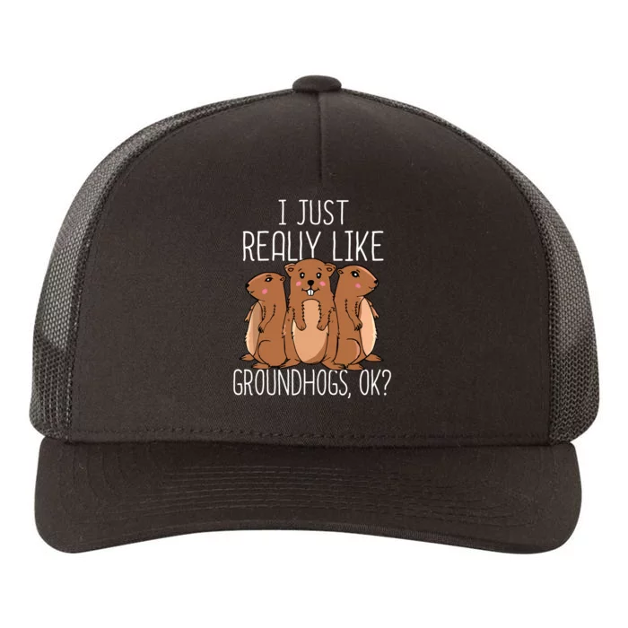 I Just Really Like Groundhogs Groundhog Day Yupoong Adult 5-Panel Trucker Hat