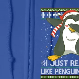 I Just Really Like Penguins Ok Ugly Christmas Cute Cute Gift Full Zip Hoodie