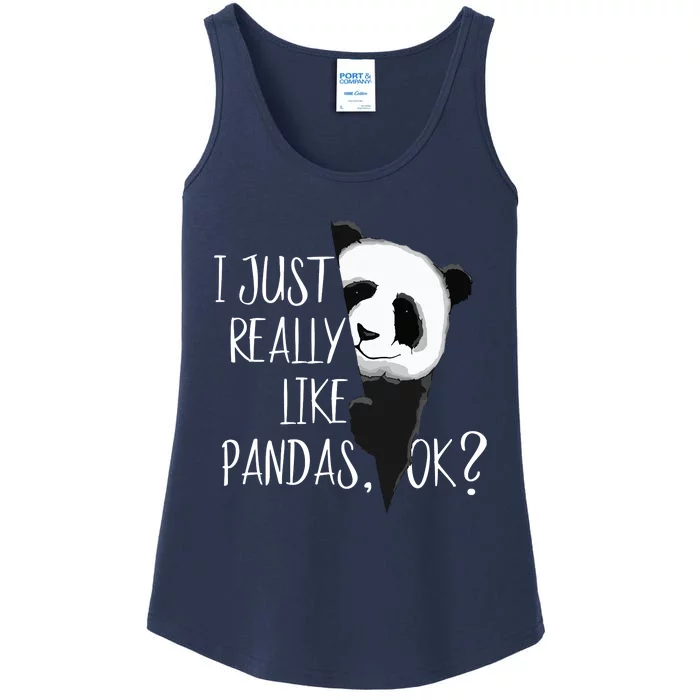 I Just Really Like Pandas, OK Cute Watercolor Panda Art Ladies Essential Tank