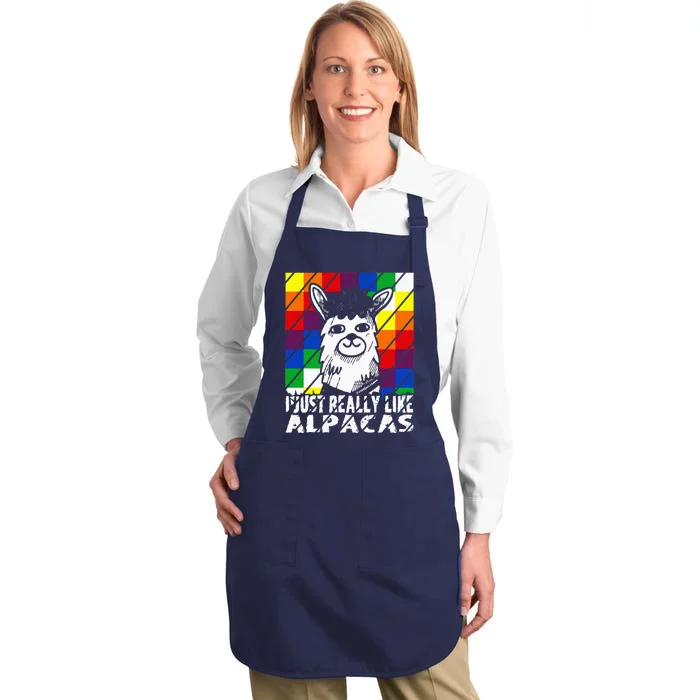 I Just Really Like Alpacas Wiphala Flag Andean Llamas Lovers Full-Length Apron With Pocket