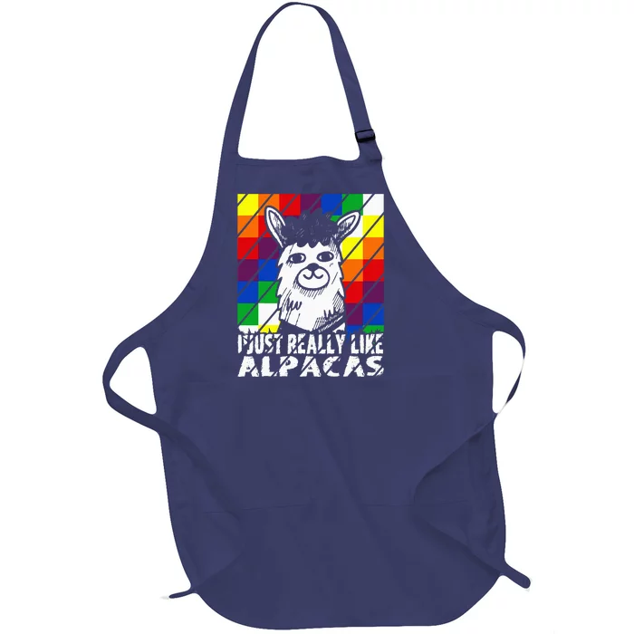 I Just Really Like Alpacas Wiphala Flag Andean Llamas Lovers Full-Length Apron With Pocket