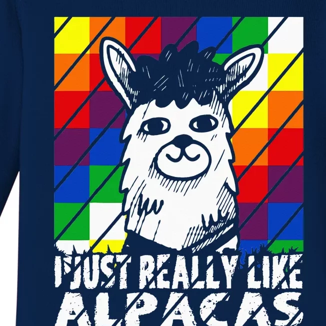 I Just Really Like Alpacas Wiphala Flag Andean Llamas Lovers Baby Long Sleeve Bodysuit