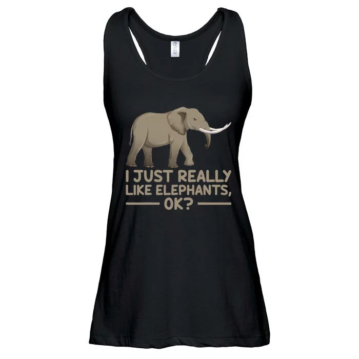 I Just Really Like Elephants Ok Funny Elephant Ladies Essential Flowy Tank