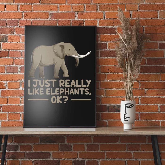 I Just Really Like Elephants Ok Funny Elephant Poster