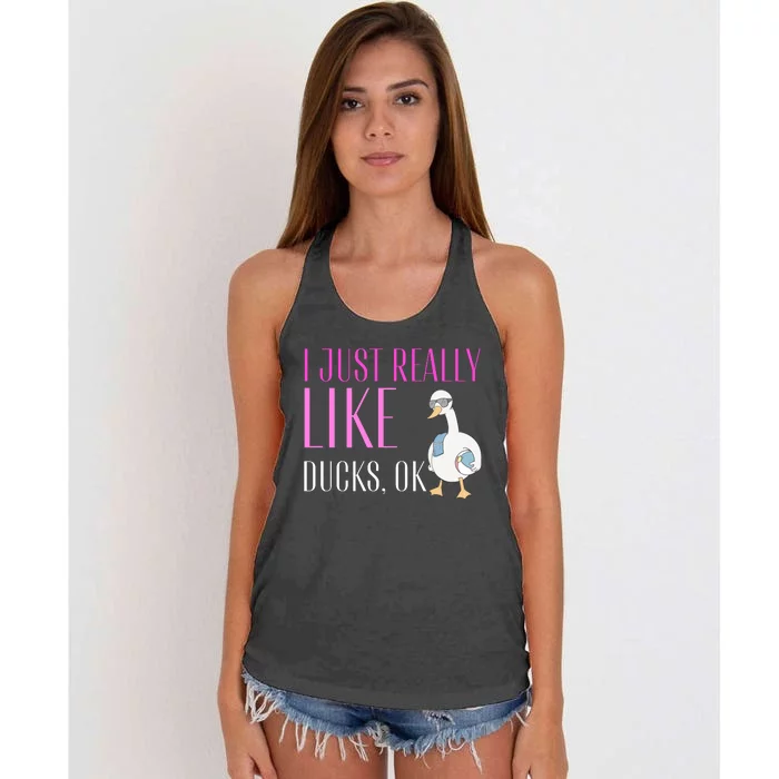 I Just Really Like Ducks Lover Gifts Duck Owner Gift Women's Knotted Racerback Tank