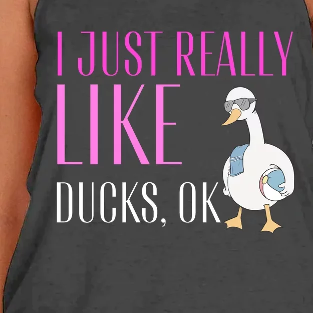 I Just Really Like Ducks Lover Gifts Duck Owner Gift Women's Knotted Racerback Tank