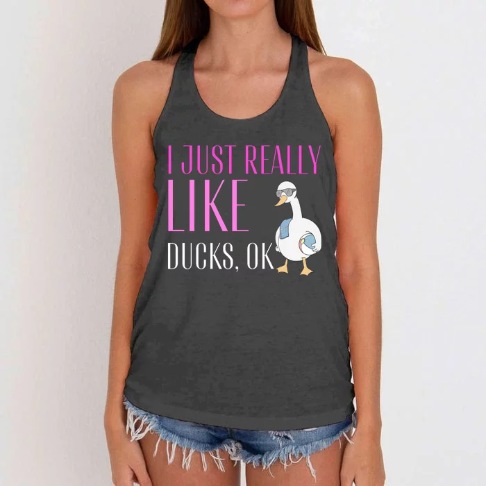 I Just Really Like Ducks Lover Gifts Duck Owner Gift Women's Knotted Racerback Tank